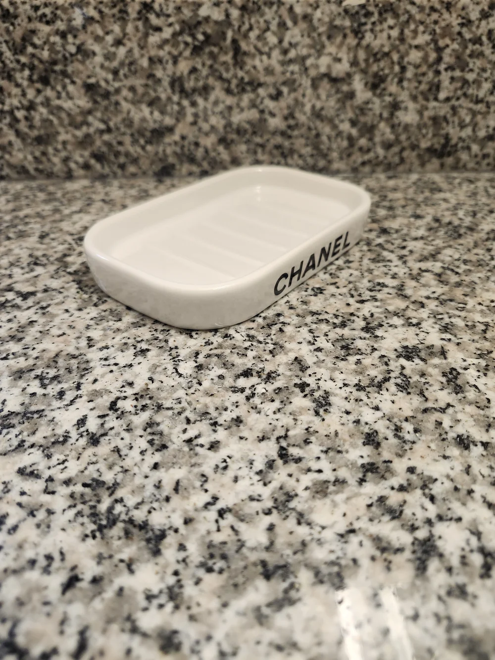 White Ceramic Soap Dish | Glossy Finish Vanity Piece - Picture 3 of 5
